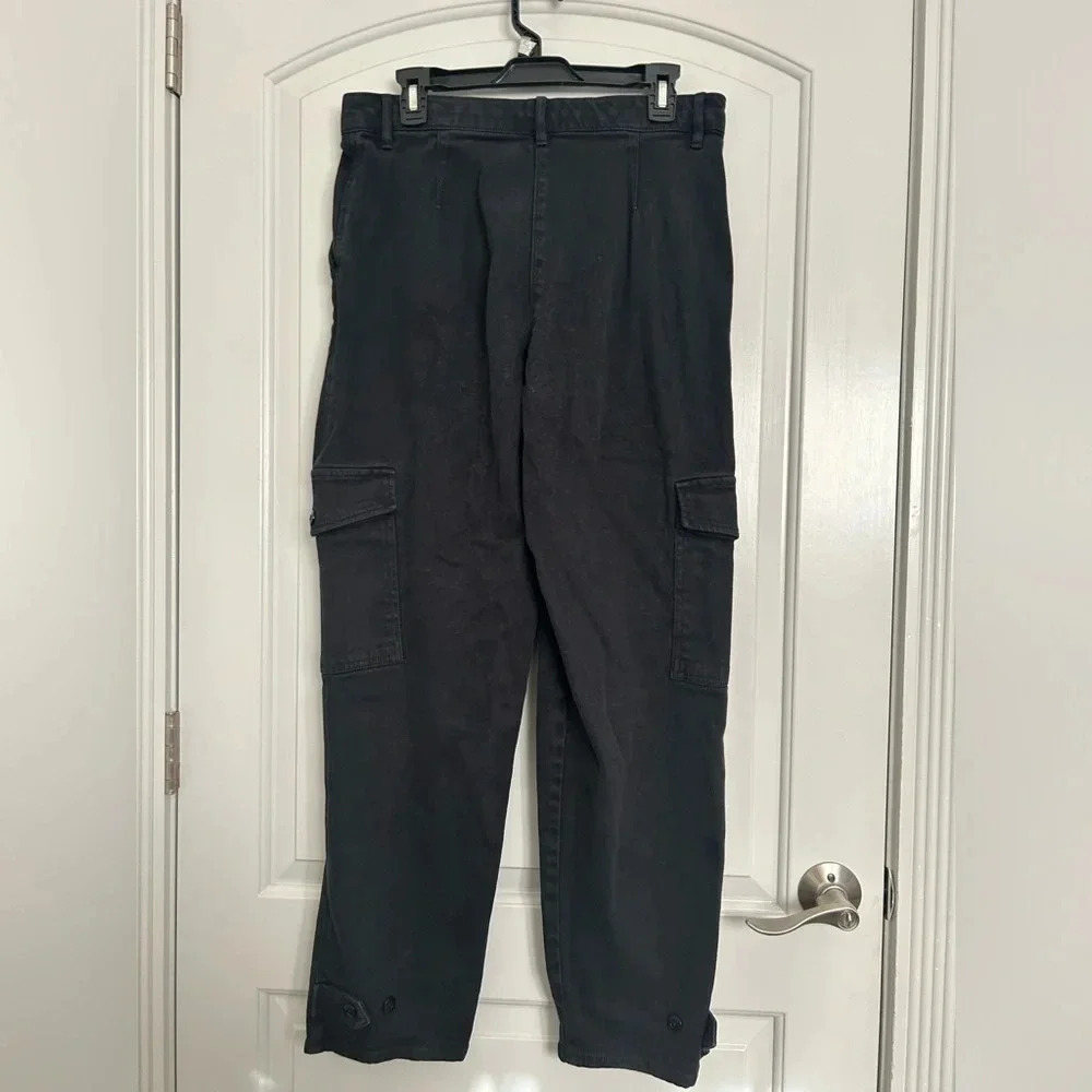 Aritzia Wilfred Free Black Modern Y2K Cargo Twill High Rise size 12 - Picture 3 of 13